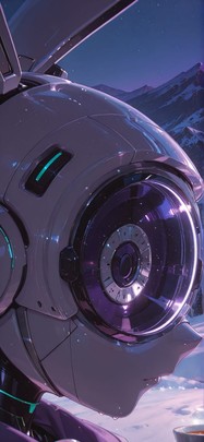 Ceramic Purple Night Mountain Winter Animal Machine mobile wallpaper / スマホ壁紙