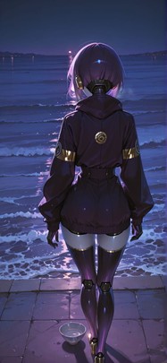 Ceramic Purple Night Sea Winter Machine mobile wallpaper / スマホ壁紙