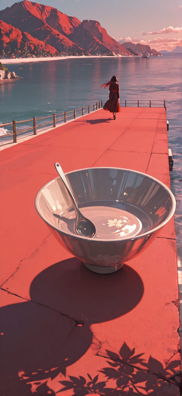 Ceramic Red Afternoon Sea Spring Machine mobile wallpaper / スマホ壁紙