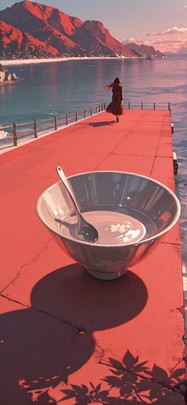 Ceramic Red Afternoon Sea Spring Machine mobile wallpaper / スマホ壁紙