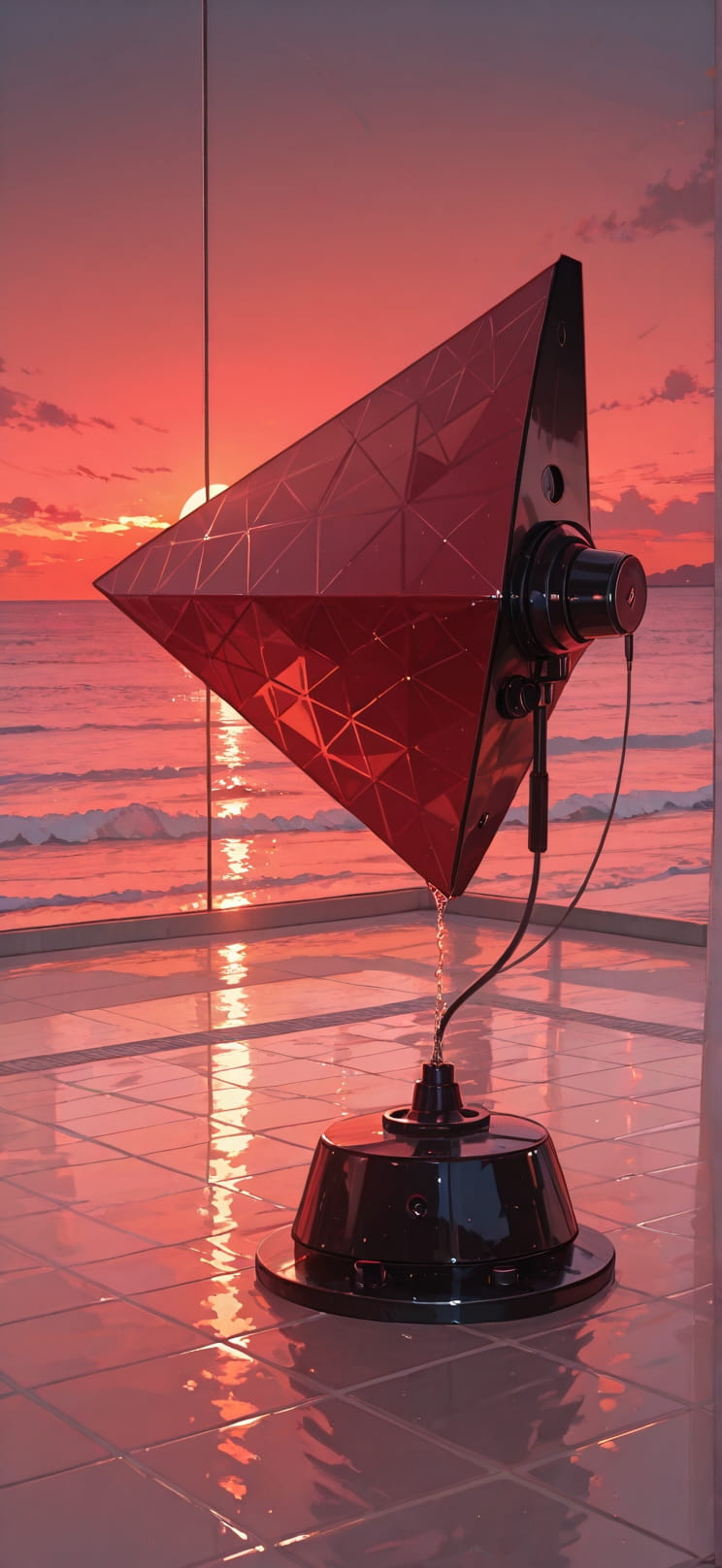 Ceramic Red Sunset Sea Spring Machine mobile wallpaper / スマホ壁紙