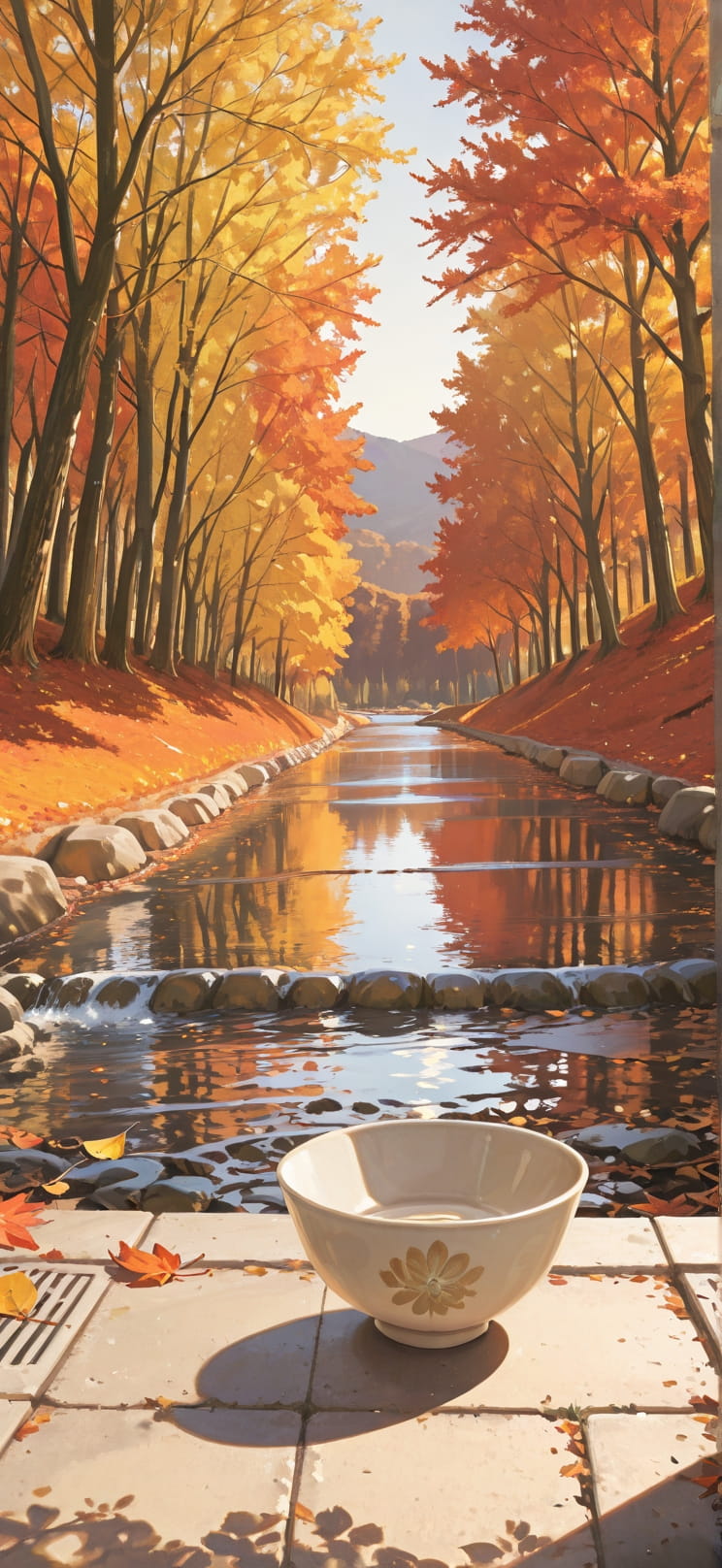 Ceramic Yellow Afternoon Sea Autumn mobile wallpaper / スマホ壁紙