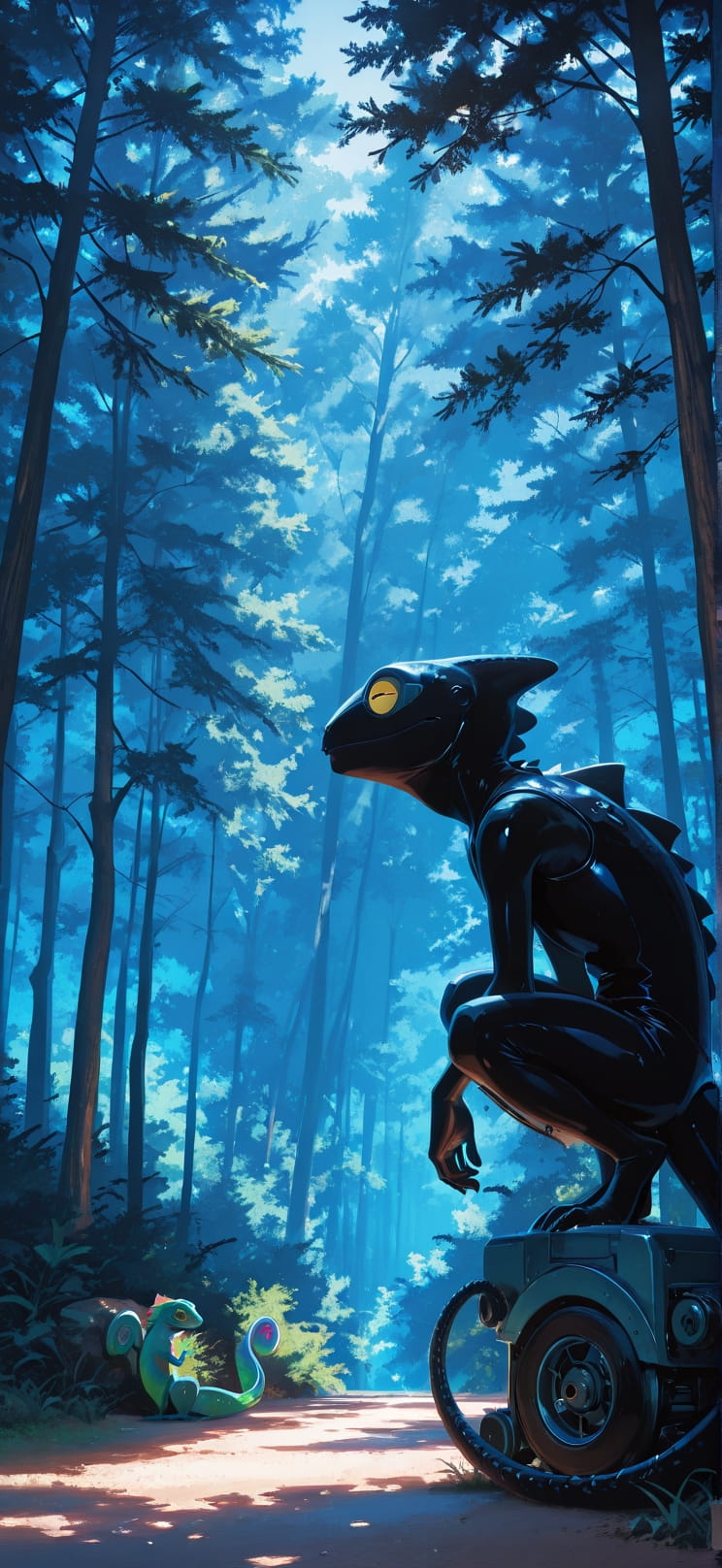 Chiaroscuro Blue Afternoon Nature Summer Animal Machine mobile wallpaper / スマホ壁紙