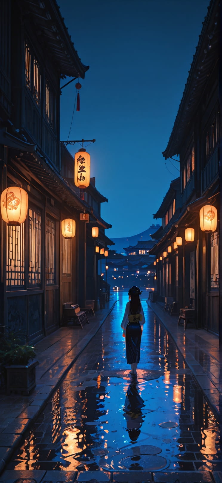 Chiaroscuro Blue Night City Summer mobile wallpaper / スマホ壁紙