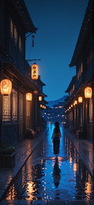 Chiaroscuro Blue Night City Summer mobile wallpaper / スマホ壁紙