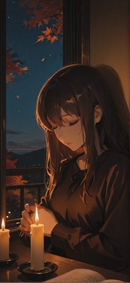 Chiaroscuro Brown Night Sky Autumn mobile wallpaper / スマホ壁紙