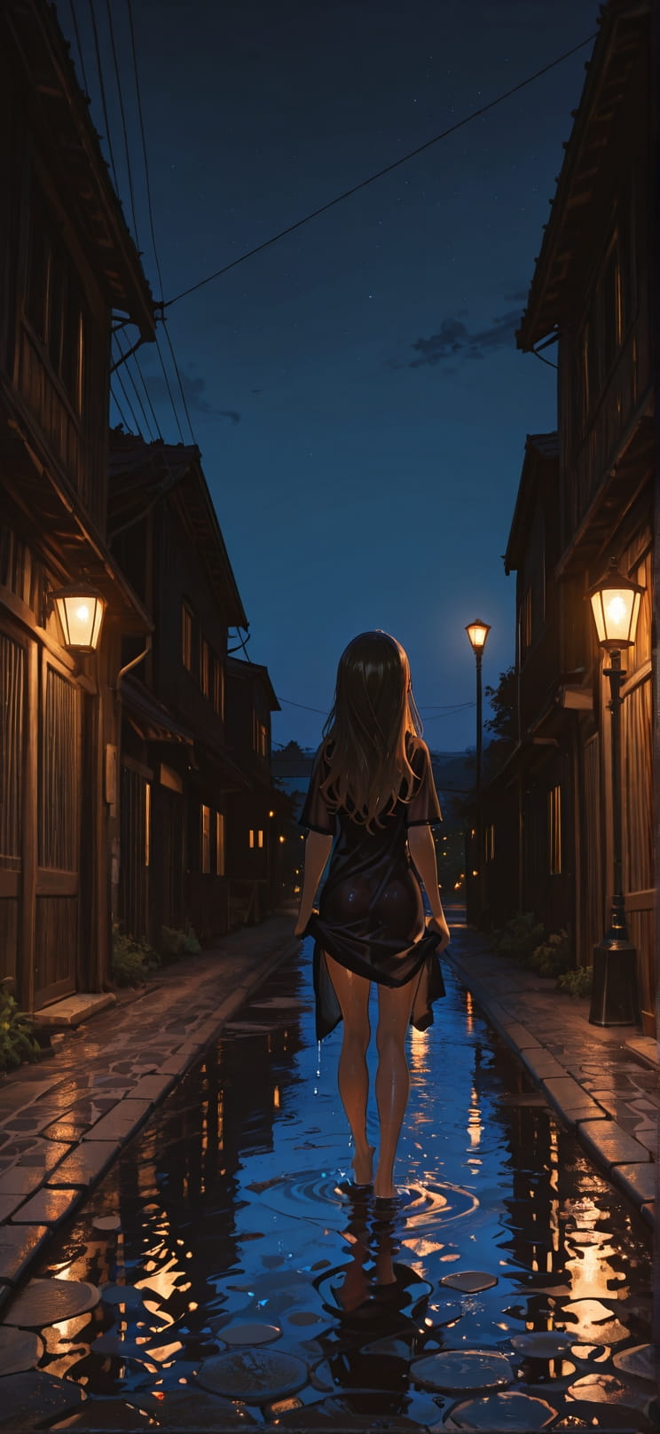 Chiaroscuro Brown Night Sky Summer mobile wallpaper / スマホ壁紙