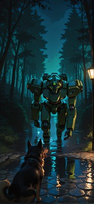 Chiaroscuro Green Night Nature Spring Animal Machine mobile wallpaper / スマホ壁紙