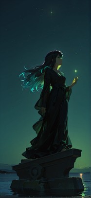 Chiaroscuro Green Night Sky Summer mobile wallpaper / スマホ壁紙