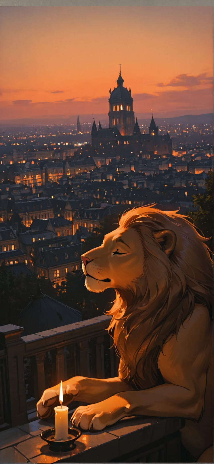 Chiaroscuro Orange Afternoon City Spring Animal mobile wallpaper / スマホ壁紙