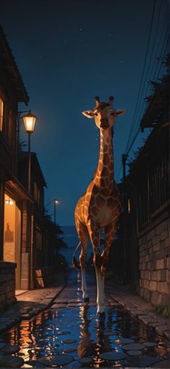 Chiaroscuro Orange Night Sky Summer Animal mobile wallpaper / スマホ壁紙