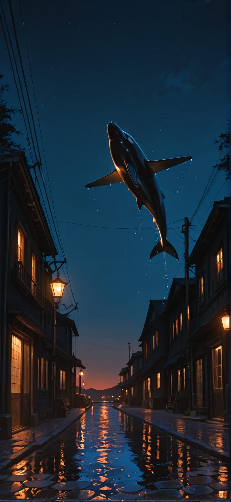 Chiaroscuro Orange Night Sky Summer Animal mobile wallpaper / スマホ壁紙