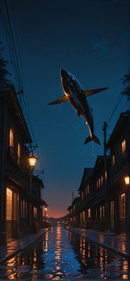 Chiaroscuro Orange Night Sky Summer Animal mobile wallpaper / スマホ壁紙
