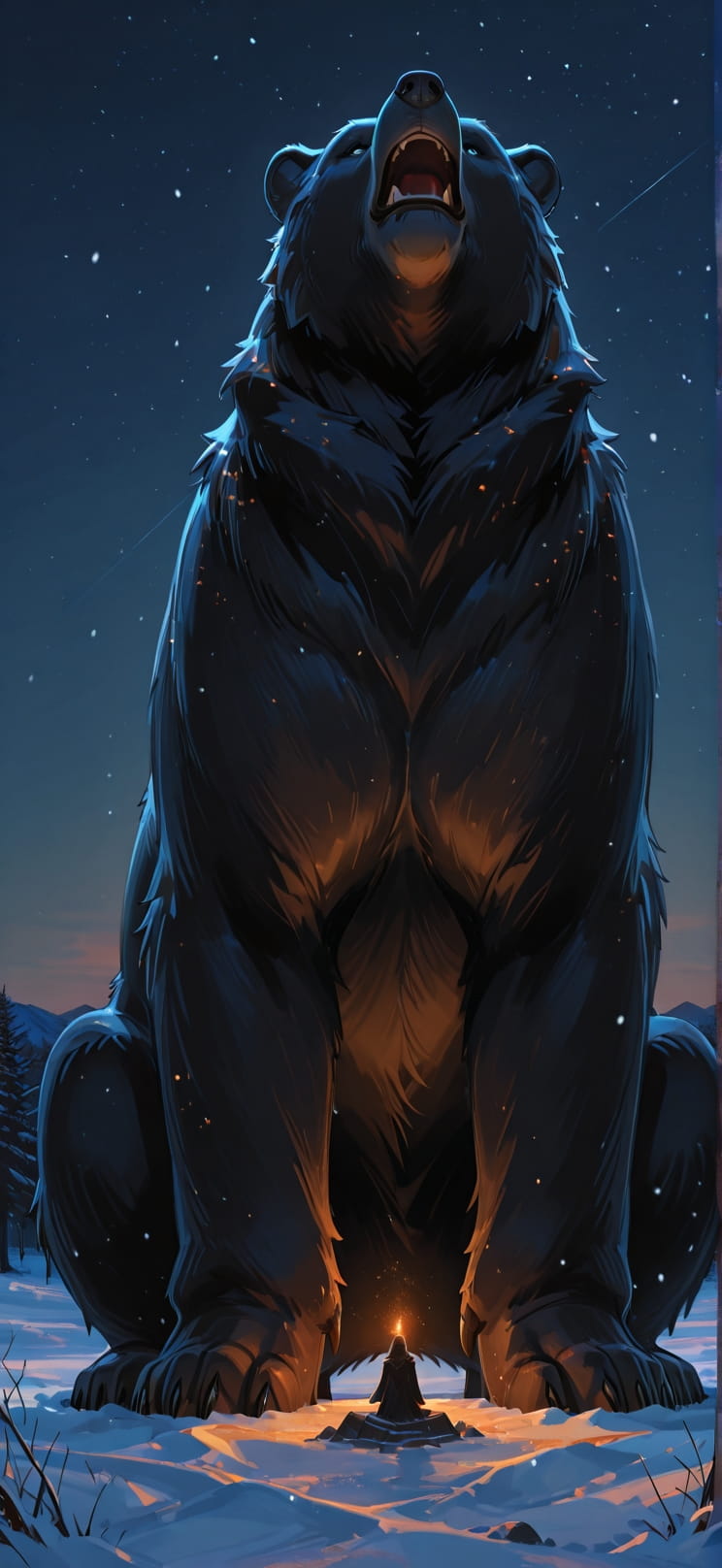 Chiaroscuro Orange Night Sky Winter Animal mobile wallpaper / スマホ壁紙