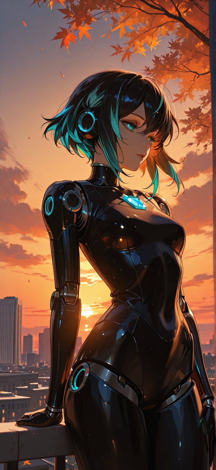 Chiaroscuro Orange Sunset City Autumn Machine mobile wallpaper / スマホ壁紙