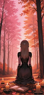 Chiaroscuro Pink Afternoon Nature Autumn Machine mobile wallpaper / スマホ壁紙