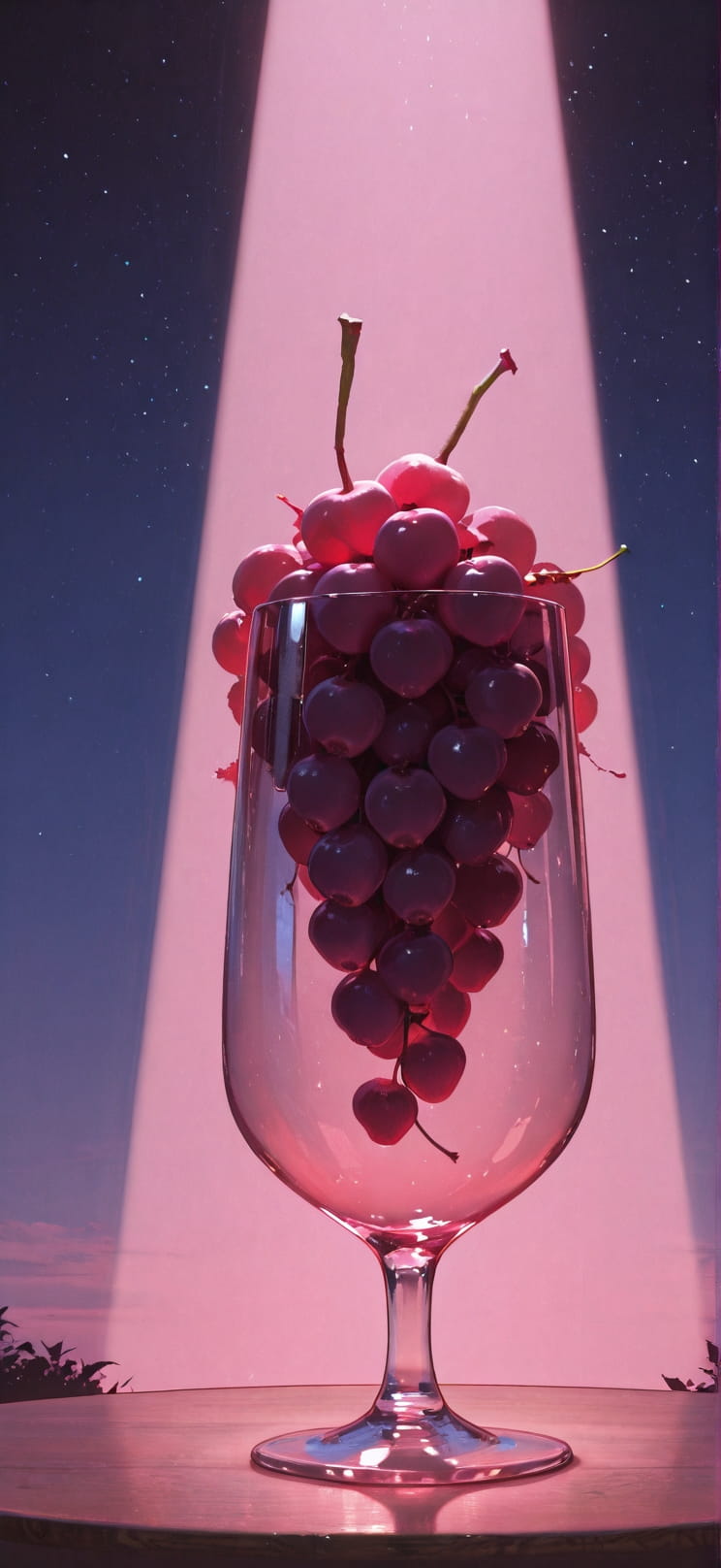 Chiaroscuro Pink Night Sky Spring mobile wallpaper / スマホ壁紙