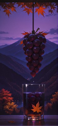 Chiaroscuro Purple Night Mountain Autumn mobile wallpaper / スマホ壁紙