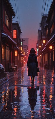 Chiaroscuro Red Afternoon City Winter Machine mobile wallpaper / スマホ壁紙