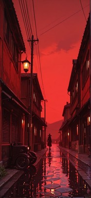 Chiaroscuro Red Afternoon Sky Spring Machine mobile wallpaper / スマホ壁紙