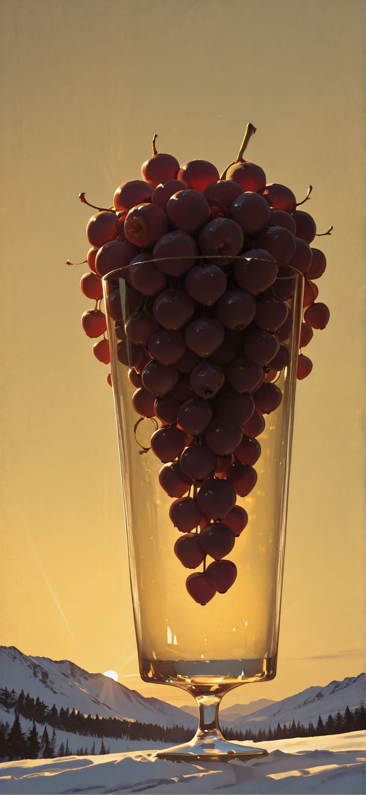 Chiaroscuro Yellow Afternoon Sky Winter Machine mobile wallpaper / スマホ壁紙