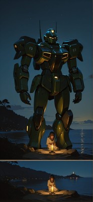 Chiaroscuro Yellow Night Sea Spring Machine mobile wallpaper / スマホ壁紙