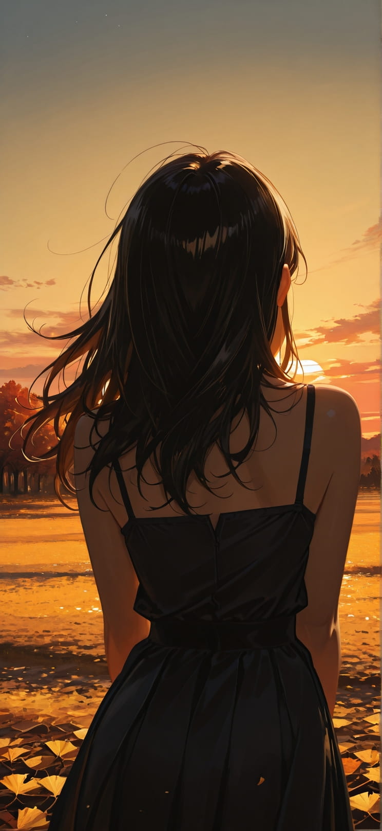 Chiaroscuro Yellow Sunset Sky Autumn mobile wallpaper / スマホ壁紙