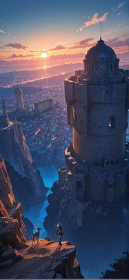 Citadel Blue Afternoon City Summer Animal Machine mobile wallpaper / スマホ壁紙