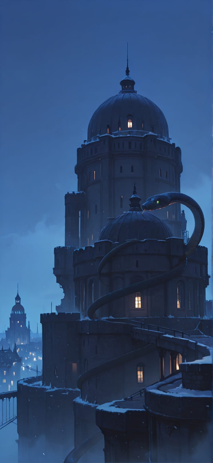 Citadel Blue Night City Winter Animal mobile wallpaper / スマホ壁紙