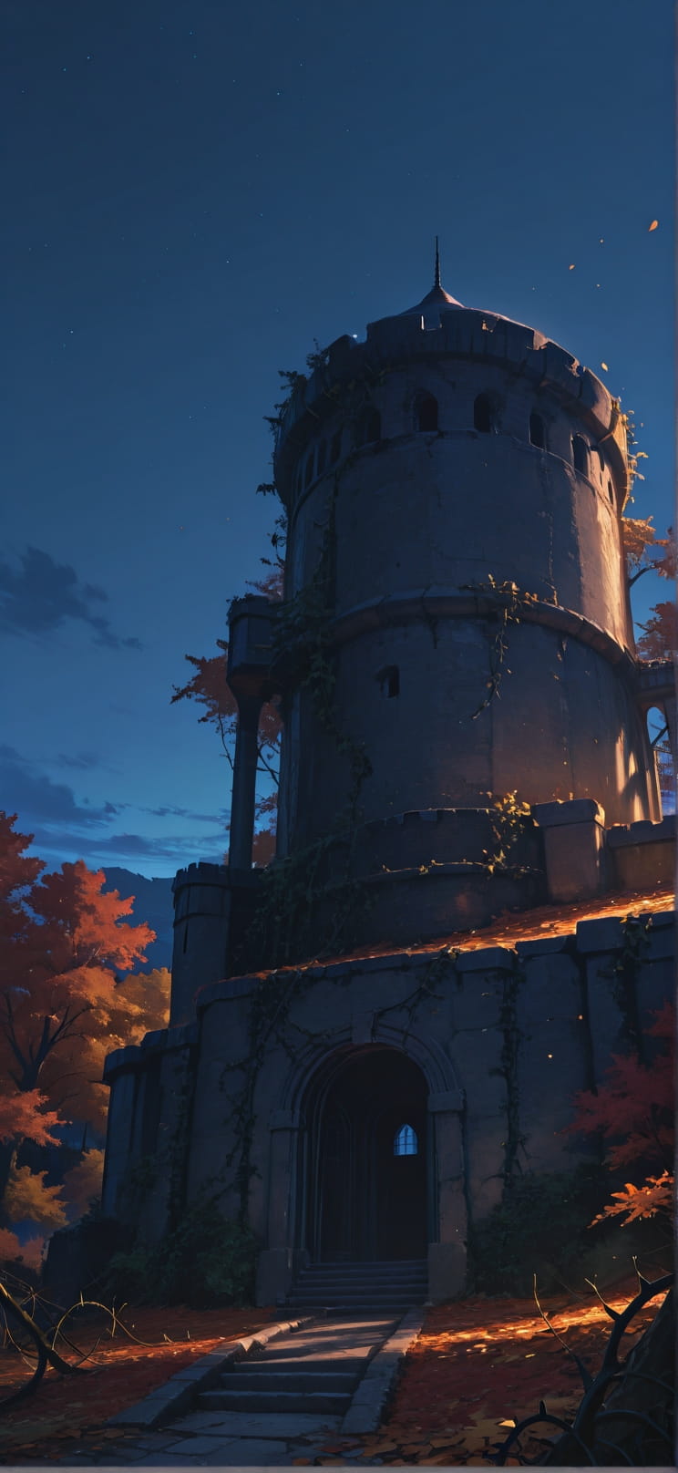 Citadel Blue Night Sky Autumn mobile wallpaper / スマホ壁紙