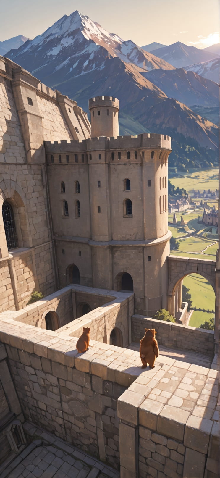 Citadel Brown Afternoon Mountain Spring Animal mobile wallpaper / スマホ壁紙