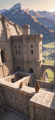 Citadel Brown Afternoon Mountain Spring Animal mobile wallpaper / スマホ壁紙