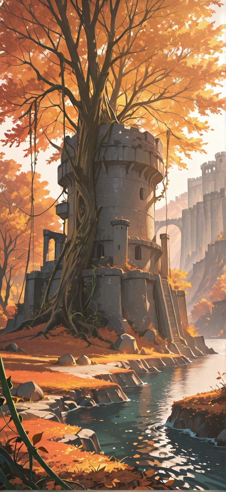 Citadel Brown Afternoon Sea Autumn mobile wallpaper / スマホ壁紙