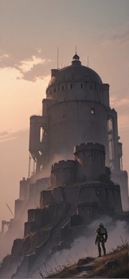 Citadel Brown Afternoon Sky Spring Machine mobile wallpaper / スマホ壁紙