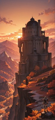 Citadel Brown Sunset Mountain Autumn Machine mobile wallpaper / スマホ壁紙