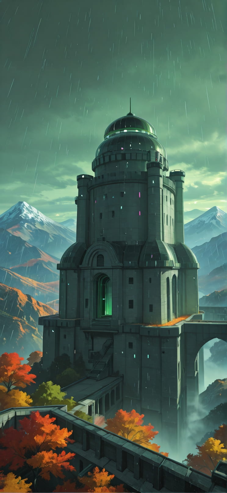 Citadel Green Afternoon Mountain Autumn mobile wallpaper / スマホ壁紙