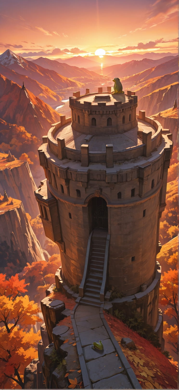 Citadel Orange Afternoon Mountain Autumn Animal mobile wallpaper / スマホ壁紙