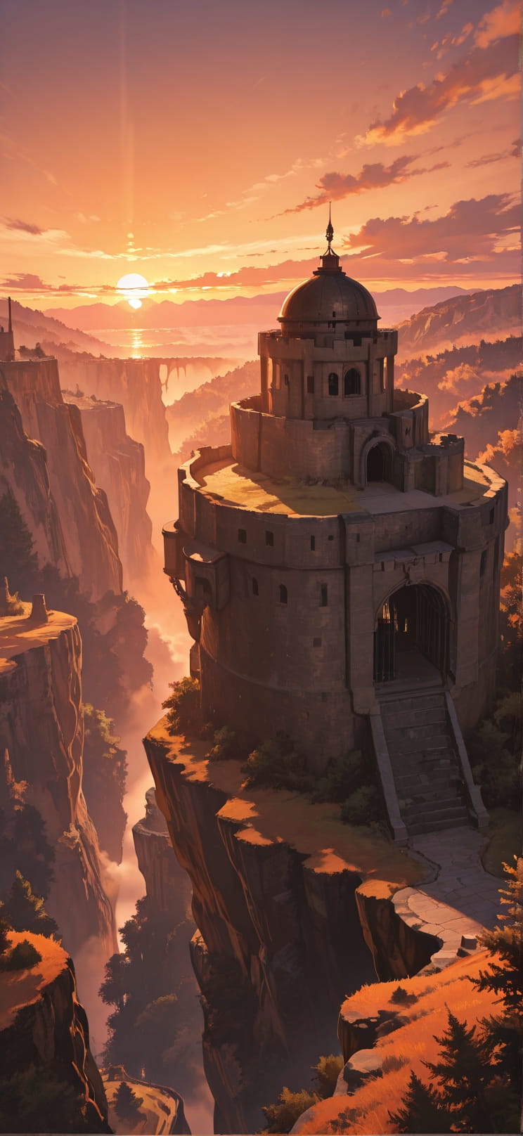 Citadel Orange Sunset Nature Spring Machine mobile wallpaper / スマホ壁紙