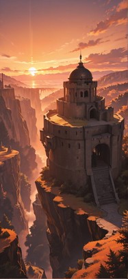 Citadel Orange Sunset Nature Spring Machine mobile wallpaper / スマホ壁紙