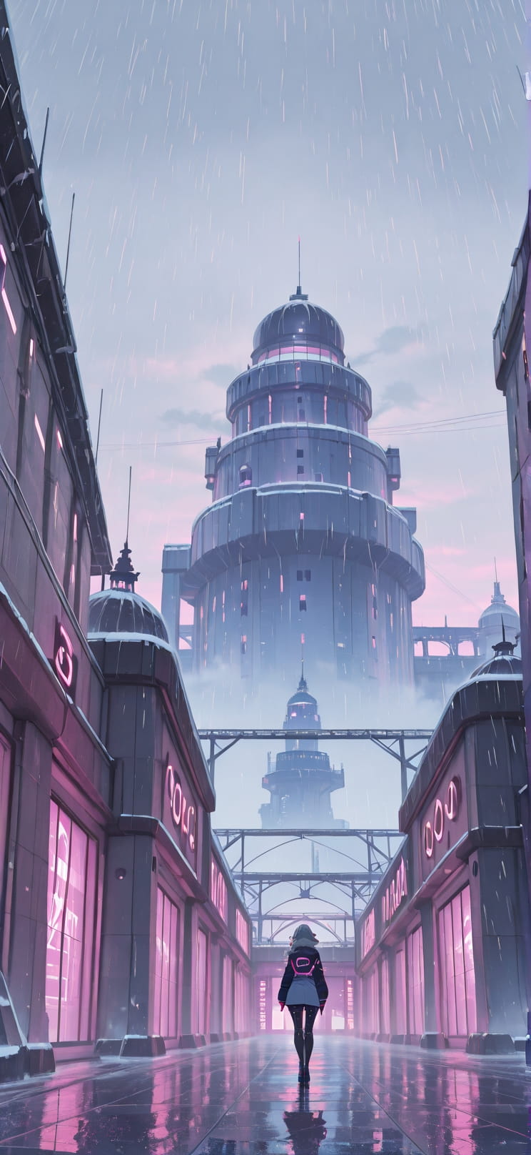 Citadel Pink Afternoon City Winter Machine mobile wallpaper / スマホ壁紙