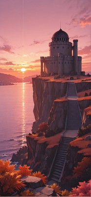 Citadel Pink Afternoon Sea Autumn mobile wallpaper / スマホ壁紙