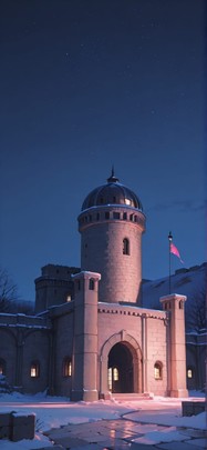 Citadel Pink Night Sky Winter mobile wallpaper / スマホ壁紙