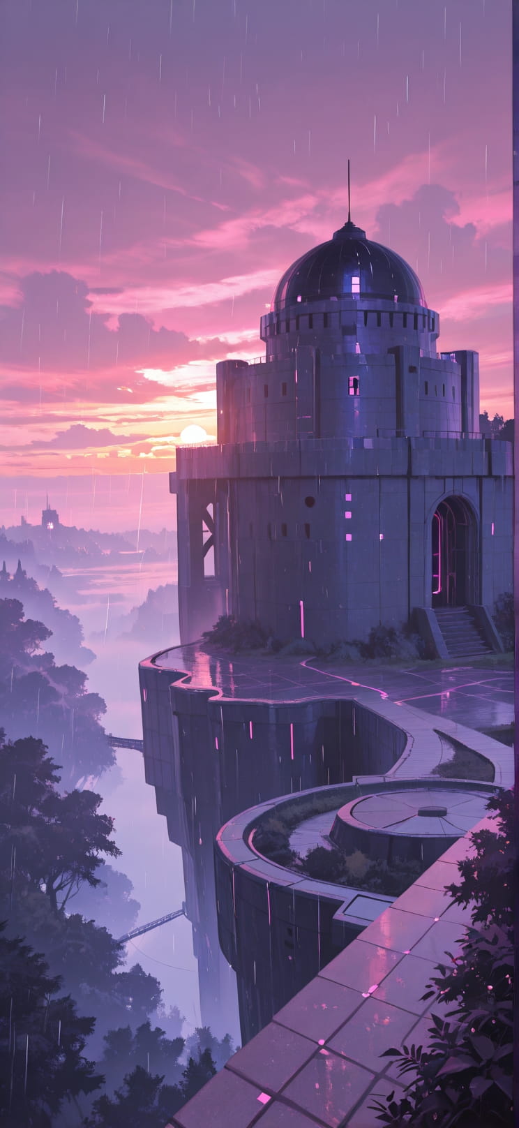 Citadel Pink Sunset Nature Summer mobile wallpaper / スマホ壁紙