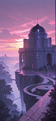 Citadel Pink Sunset Nature Summer mobile wallpaper / スマホ壁紙
