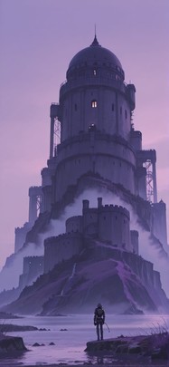 Citadel Purple Afternoon Sea Summer Machine mobile wallpaper / スマホ壁紙