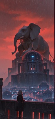 Citadel Red Afternoon City Winter Animal mobile wallpaper / スマホ壁紙