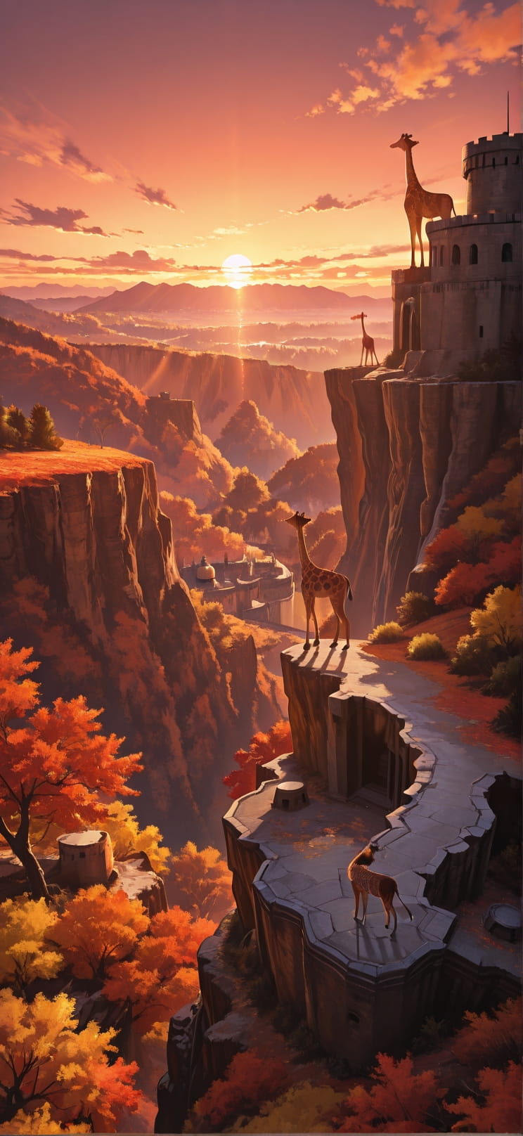 Citadel Red Afternoon Nature Autumn Animal mobile wallpaper / スマホ壁紙