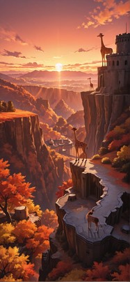 Citadel Red Afternoon Nature Autumn Animal mobile wallpaper / スマホ壁紙