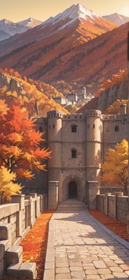 Citadel Yellow Afternoon Mountain Autumn mobile wallpaper / スマホ壁紙