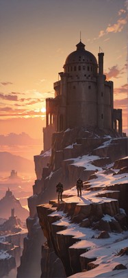 Citadel Yellow Afternoon Sky Winter Machine mobile wallpaper / スマホ壁紙